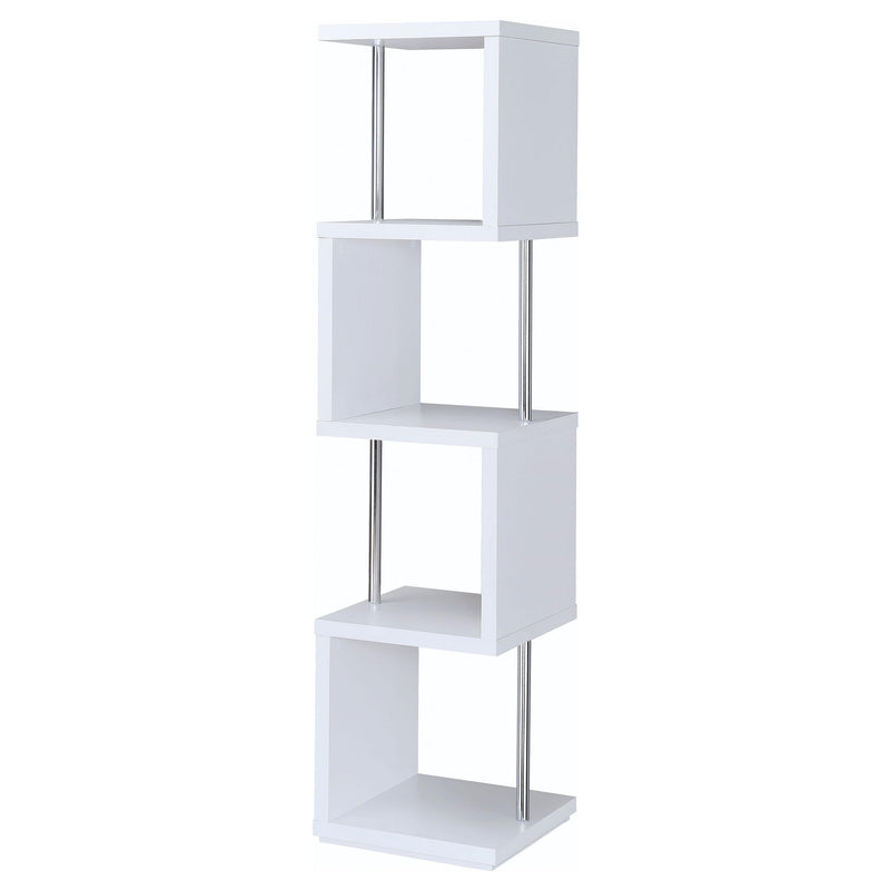 Baxter 67-inch 4-shelf Bookshelf White and Chrome - 801418