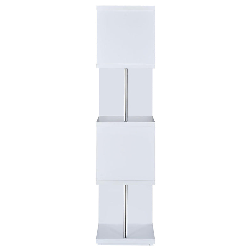 Baxter 67-inch 4-shelf Bookshelf White and Chrome - 801418