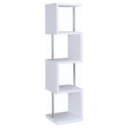 Baxter 67-inch 4-shelf Bookshelf White and Chrome - 801418