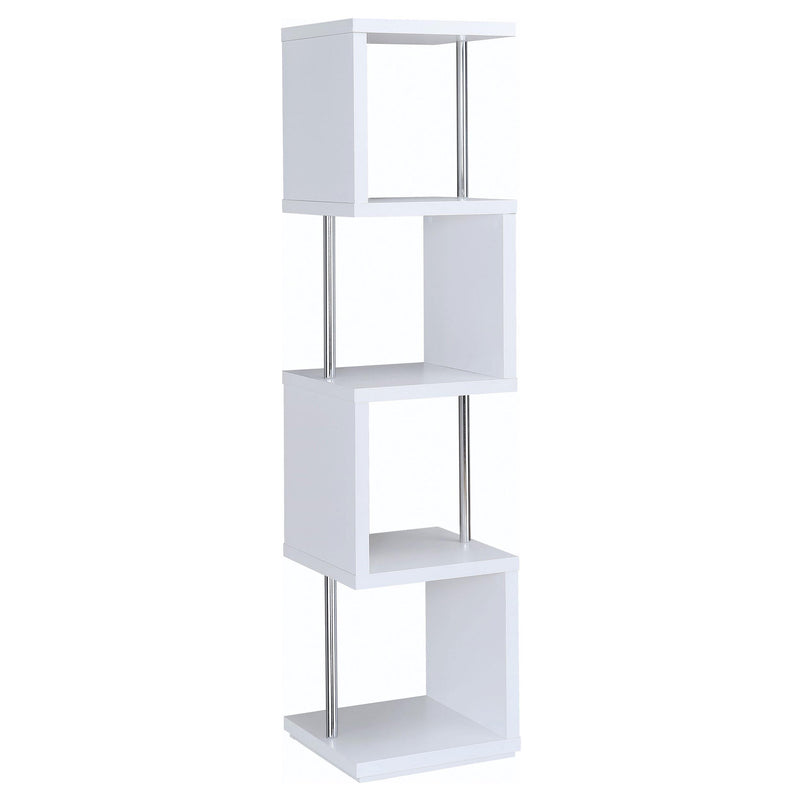 Baxter 67-inch 4-shelf Bookshelf White and Chrome - 801418