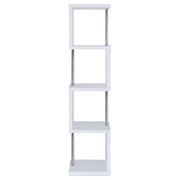 Baxter 67-inch 4-shelf Bookshelf White and Chrome - 801418