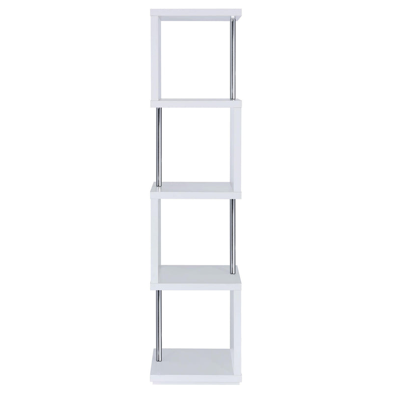 Baxter 67-inch 4-shelf Bookshelf White and Chrome - 801418