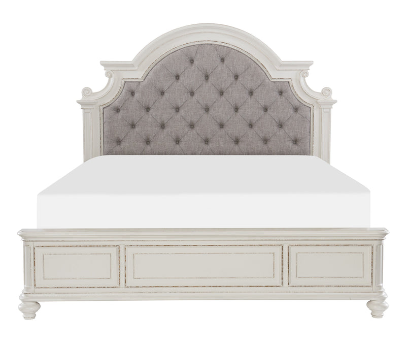 Baylesford Antique White Upholstered Panel Bedroom Set - Gate FurnitureBedroom Set