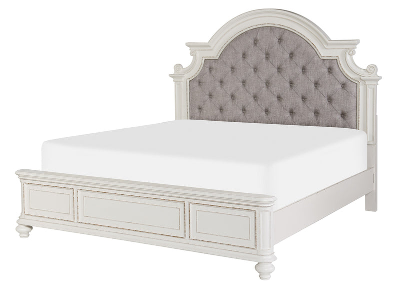 Baylesford Antique White Upholstered Panel Bedroom Set - Gate FurnitureBedroom Set