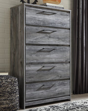 Baystorm Gray 2 Twin Panel Beds, 2 Mattresses, 2 Foundations, and Chest - B221B45