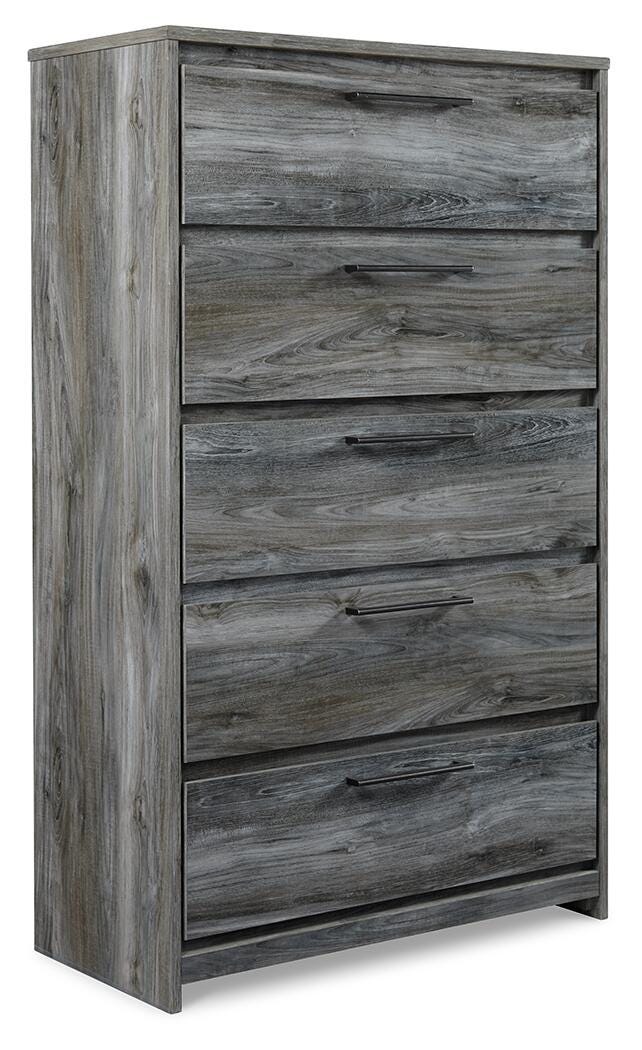 Baystorm Gray 2 Twin Panel Beds, 2 Mattresses, 2 Foundations, and Chest - B221B45