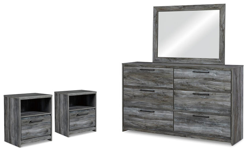 Baystorm Gray Dresser, Mirror and 2 Nightstands - B221B64