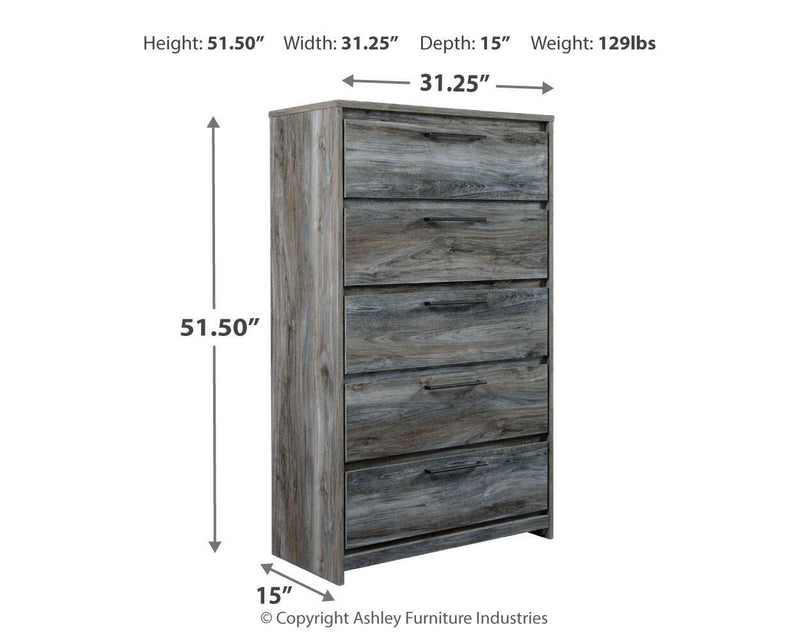 Baystorm Gray Full Panel Bed and Chest - B221B50