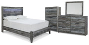 Baystorm Gray Full Panel Bed, Dresser, Mirror and Chest - B221B80