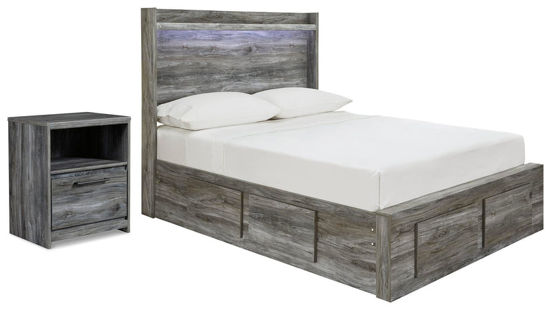 Baystorm Gray Full Panel Storage Bed and Nightstand - B221B91