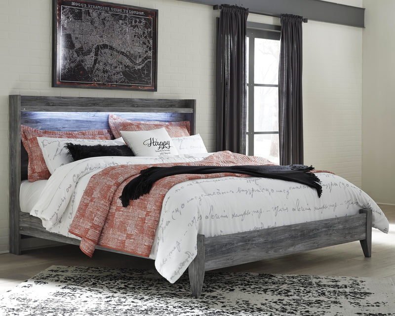 Baystorm Gray King Panel Bed, Dresser, Mirror and Chest - B221B52