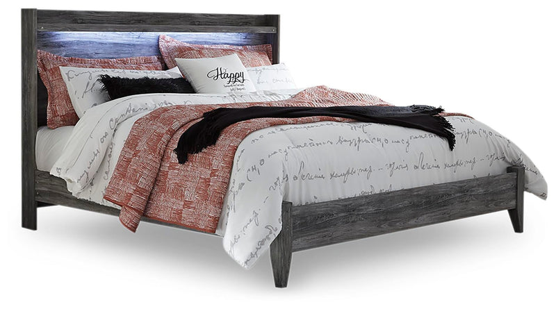 Baystorm Gray King Panel Bed, Dresser, Mirror and Chest - B221B52