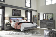 Baystorm Gray King Panel Bed, Dresser, Mirror, Chest and 2 Nightstands - B221B53