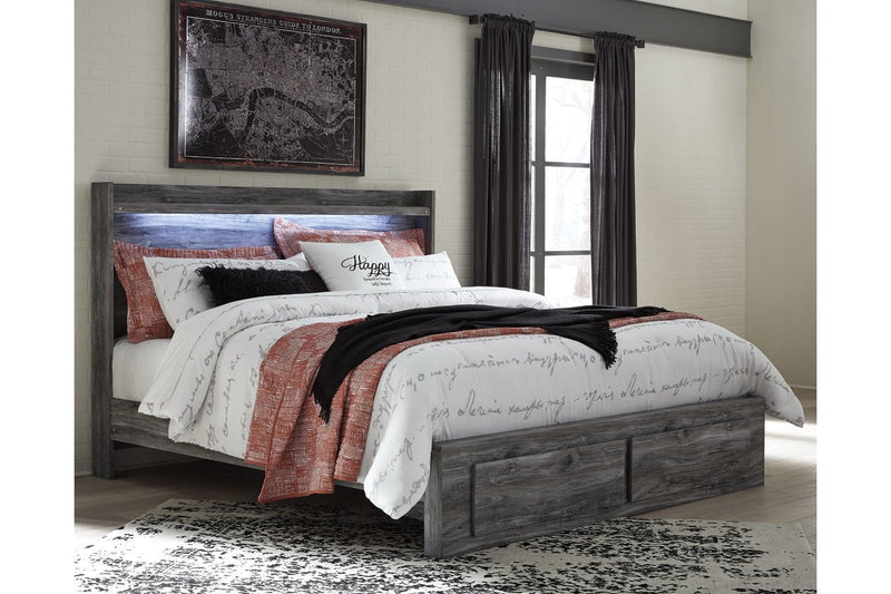 Baystorm Gray King Panel Bed with 2 Storage Drawers - Gate FurnitureKing Bed