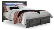 Baystorm Gray King Panel Storage Bed and 2 Nightstands - B221B55