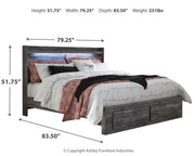 Baystorm Gray King Panel Storage Bed and 2 Nightstands - B221B55