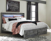Baystorm Gray King Panel Storage Bed and 2 Nightstands - B221B55