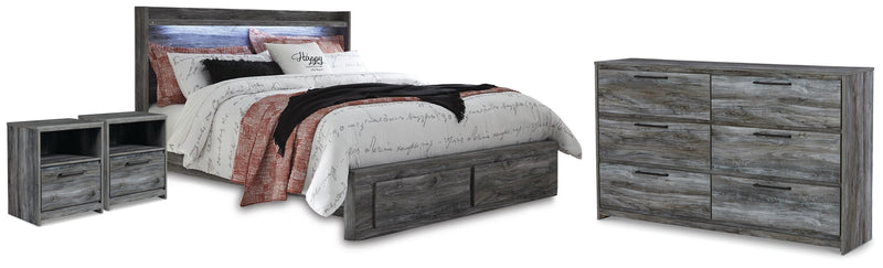 Baystorm Gray King Storage Bed, Dresser and 2 Nightstands - B221B75