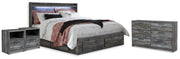 Baystorm Gray King Storage Bed, Dresser and 2 Nightstands - B221B85