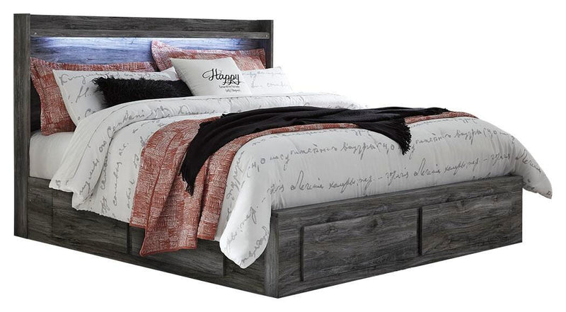 Baystorm Gray King Storage Bed, Dresser and 2 Nightstands - B221B85