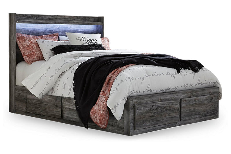 Baystorm Gray Queen Panel Bed with 4 Storage Drawers - Gate FurnitureQueen Bed