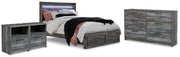 Baystorm Gray Queen Panel Storage Bed, Dresser and 2 Nightstands - B221B88
