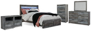 Baystorm Gray Queen Panel Storage Bed, Dresser, Mirror, Chest and 2 Nightstands - B221B57