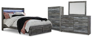 Baystorm Gray Queen Storage Bed, Dresser, Mirror and Chest - B221B82