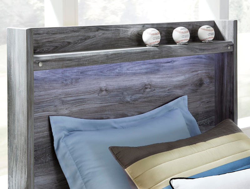 Baystorm Gray Twin Panel Headboard Bed, Dresser, Mirror and Nightstand - B221B74
