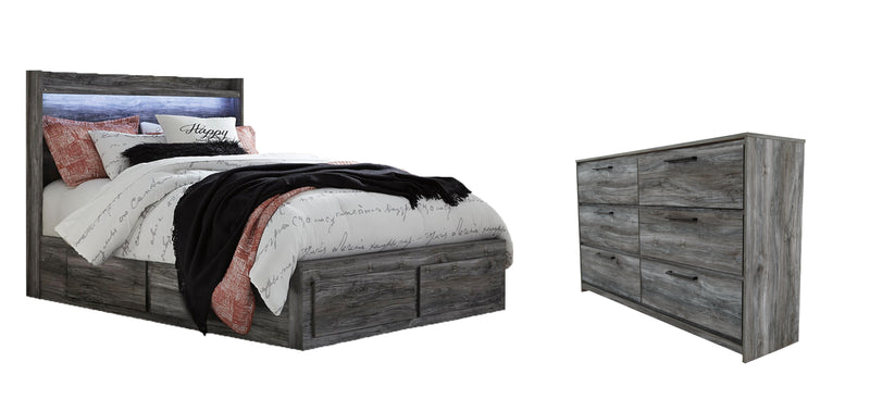 Baystorm Queen Panel Bed with 6 Storage Drawers with Dresser in Gray - PKG003705