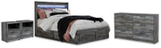Baystorm Queen Panel Bed with Storage, Dresser and 2 Nightstands - B221B103