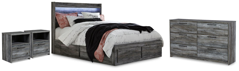 Baystorm Queen Panel Bed with Storage, Dresser and 2 Nightstands - B221B103