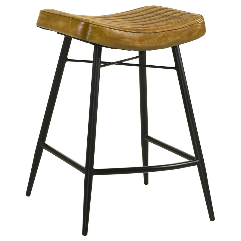 Bayu Leather Upholstered Counter Stool Camel (Set of 2) - 109248