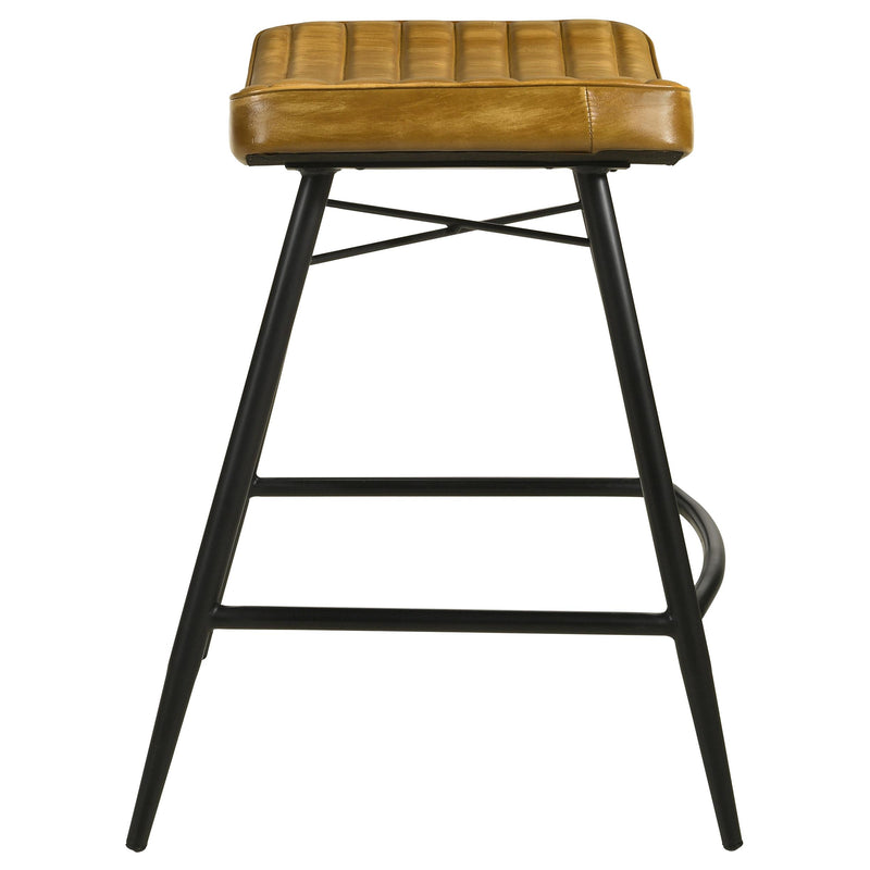 Bayu Leather Upholstered Counter Stool Camel (Set of 2) - 109248