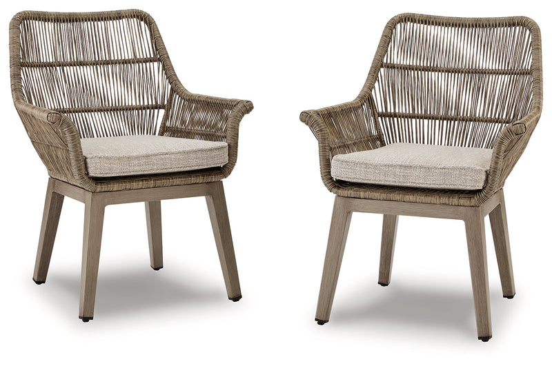 Beach Front Arm Chair with Cushion (Set of 2) - P399-601A - Gate Furniture