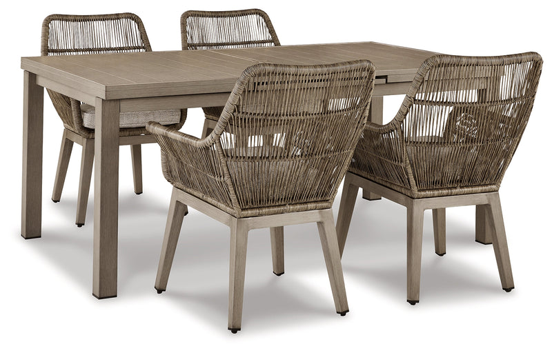 Beach Front Outdoor Dining Table and 4 Chairs in Beige - PKG015466