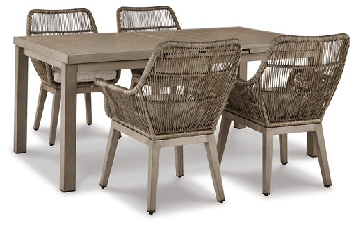 Beach Front Outdoor Dining Table and 4 Chairs in Beige - PKG015466