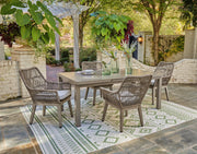 Beach Front Outdoor Dining Table and 4 Chairs in Beige - PKG015466
