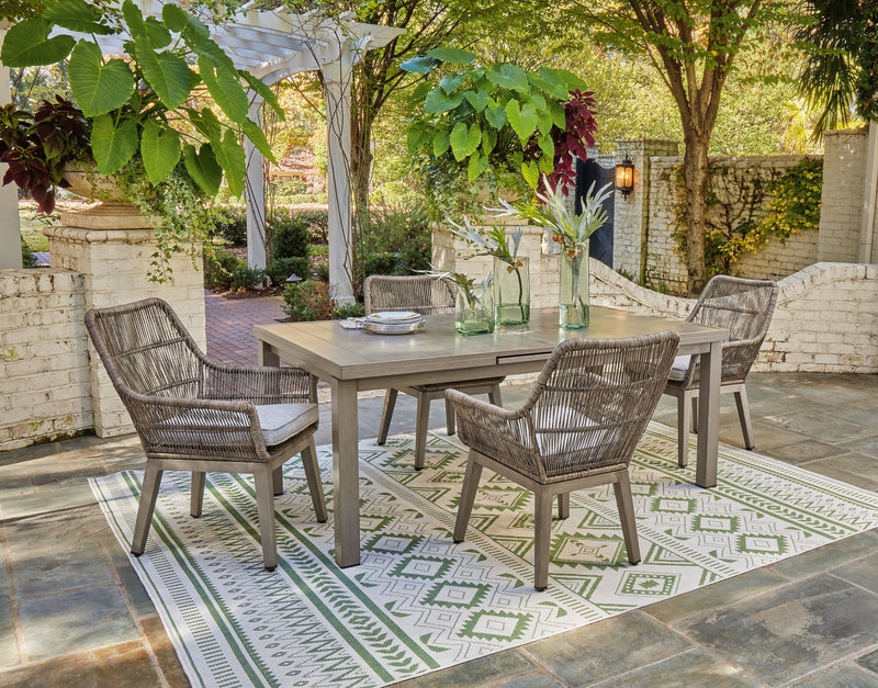 Beach Front Outdoor Dining Table and 4 Chairs in Beige - PKG015466