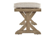 Beachcroft Beige Bench with Cushion - Gate FurnitureAccent Bench