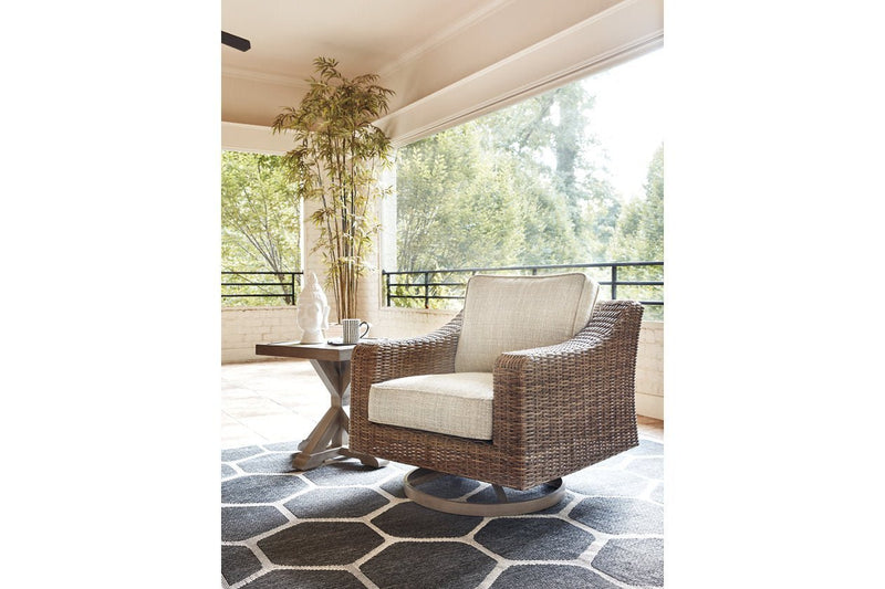 Beachcroft Beige Swivel Lounge Chair - Gate FurnitureAccent Chair
