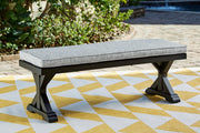 Beachcroft Black/Light Gray Outdoor Bench with Cushion - P792-600