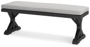 Beachcroft Black/Light Gray Outdoor Bench with Cushion - P792-600