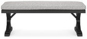 Beachcroft Black/Light Gray Outdoor Bench with Cushion - P792-600