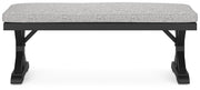 Beachcroft Black/Light Gray Outdoor Bench with Cushion - P792-600