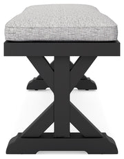 Beachcroft Black/Light Gray Outdoor Bench with Cushion - P792-600
