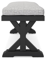 Beachcroft Black/Light Gray Outdoor Bench with Cushion - P792-600