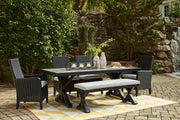 Beachcroft Black/Light Gray Outdoor Bench with Cushion - P792-600