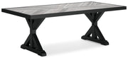 Beachcroft Outdoor Dining Table and 4 Chairs in Black/Light Gray - PKG021236