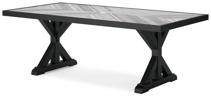 Beachcroft Outdoor Dining Table and 4 Chairs in Black/Light Gray - PKG021236